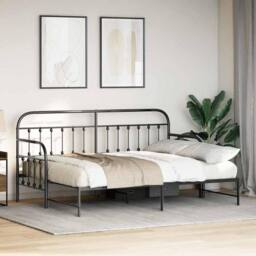 Berkfield Home Modern Daybed Frame with Trundle Black 80x200 cm Steel - thumbnail 4