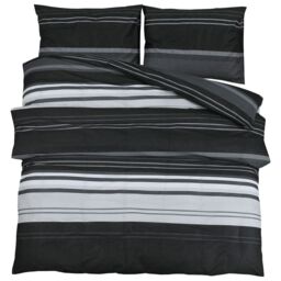 Berkfield Home Duvet Cover Set Black & White 200x200 cm Cotton - thumbnail 2