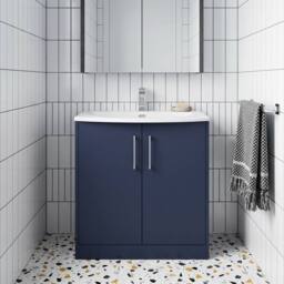 Balterley Winshill Contemporary 2 Door Vanity Basin Unit, Dark Blue, 800mm in Blue - thumbnail 5