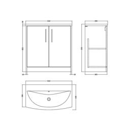 Balterley Winshill Contemporary 2 Door Vanity Basin Unit, Dark Blue, 800mm in Blue - thumbnail 2