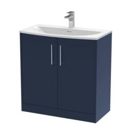 Balterley Winshill Contemporary 2 Door Vanity Basin Unit, Dark Blue, 800mm in Blue
