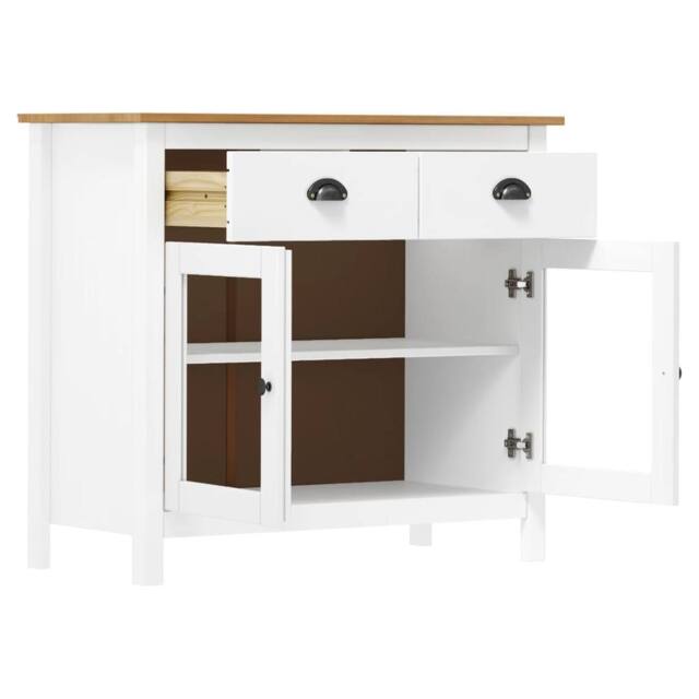 Berkfield Home Sideboard Hill White 90x40x80 cm Solid Pine Wood - Size: 90 x 40 x 80 cm - image 1