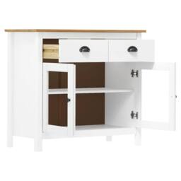 Berkfield Home Sideboard Hill White 90x40x80 cm Solid Pine Wood - Size: 90 x 40 x 80 cm - thumbnail 1