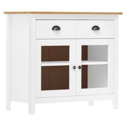 Berkfield Home Sideboard Hill White 90x40x80 cm Solid Pine Wood - Size: 90 x 40 x 80 cm - thumbnail 2