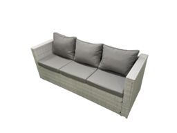 Fimous Garden Dining Set Outdoor Rattan Furniture Set with Sofa Dining Table 2 Chairs 2 Small Footstools 2 Side Tables Light Grey Mixed - thumbnail 4