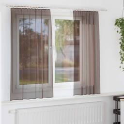 Berkfield Home Voile Curtains with Tab Top 2 pcs Brown - thumbnail 1