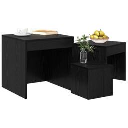 Berkfield Home Coffee Tables 3 pcs Black oak 45 x 45 x 45 cm Engineered wood - thumbnail 3