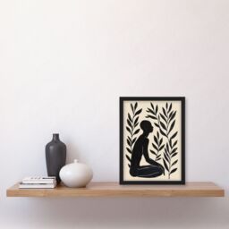 "Artery8 Wall Art Print Peace in the Leaves Meditation Minimal Yoga Zen Art Framed Poster in Black - Size: W12"" x H16""" - thumbnail 4