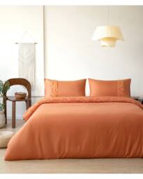 Velosso Chic Bedroom Tufted Duvet Cover & Pillowcase Set in Orange - Size: Single - thumbnail 2