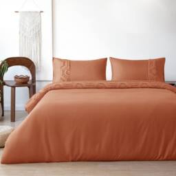 Velosso Chic Bedroom Tufted Duvet Cover & Pillowcase Set in Orange - Size: Single - thumbnail 1