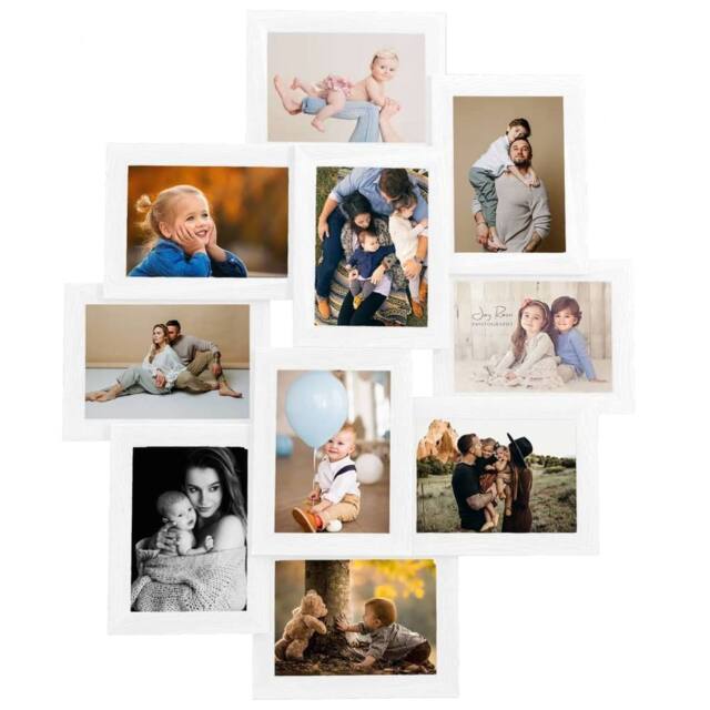 Berkfield Home Collage Photo Frame for 10x(10x15 cm) Picture White MDF - Size: 10x15 cm - image 1
