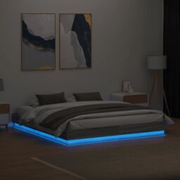 Berkfield Home Bed Frame with LED without Mattress Grey Sonoma 200x200 cm - thumbnail 4
