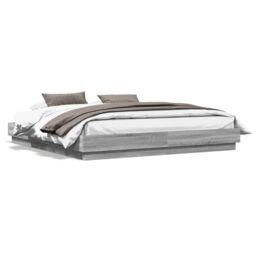 Berkfield Home Bed Frame with LED without Mattress Grey Sonoma 200x200 cm - thumbnail 5