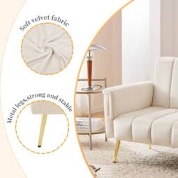 Matteo Modern Beige Velvet Sofa Bed with Adjustable Backrest & Armrests - thumbnail 9