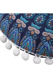 H&O Direct Decorative Ethnic Round Throw Pillow Cover in Blue - Size: 43 cm x 43 cm - thumbnail 5