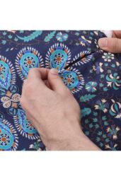 H&O Direct Decorative Ethnic Round Throw Pillow Cover in Blue - Size: 43 cm x 43 cm - thumbnail 6