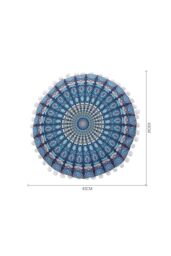 H&O Direct Decorative Ethnic Round Throw Pillow Cover in Blue - Size: 43 cm x 43 cm - thumbnail 2