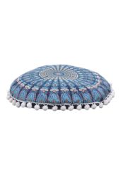 H&O Direct Decorative Ethnic Round Throw Pillow Cover in Blue - Size: 43 cm x 43 cm - thumbnail 3