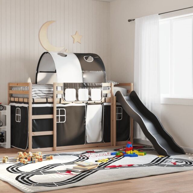Berkfield Home Bunk Bed without Mattress with Slide White & Black 90x190 cm Single - image 1