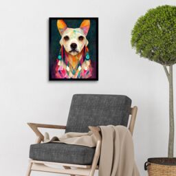 "Artery8 Wall Art Print Boho Chic Shaman Dog Mystical Painting Art Framed in Black - Size: W12"" x H16""" - thumbnail 2
