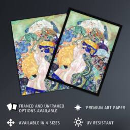 Artery8 Baby Cradle Painting Nursery Vintage Framed Wall Art Print Gustav Klimt - Size: A4 - thumbnail 2