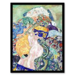 Artery8 Baby Cradle Painting Nursery Vintage Framed Wall Art Print Gustav Klimt - Size: A4 - thumbnail 1