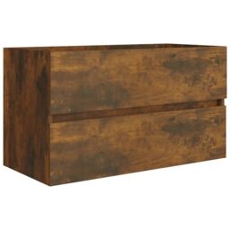 Berkfield Home Sink Cabinet with Built-in Basin Smoked Oak Engineered Wood in Brown - thumbnail 5