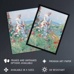"Artery8 Celia in Her Garden Floral Portrait Hassam Wall Art Poster Print - Size: W12"" x H16""" - thumbnail 2
