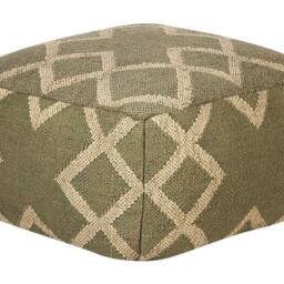 Wyld and Coco Nordic Geometric Jute Wool Pouffe 50 x 50 cm Green-Beige in Green - thumbnail 2