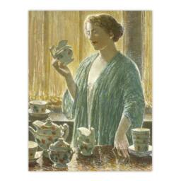 "Artery8 Strawberry Tea Set Domestic Scene Hassam Wall Art Poster Print - Size: W12"" x H16""" - thumbnail 1