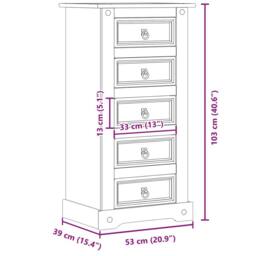 Berkfield Home Bedside Cabinet Corona 53x39x103 cm Solid Wood Pine in Light Tan - Size: 53 x 39 x 103 cm - thumbnail 7
