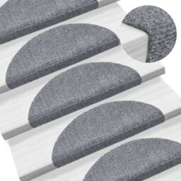 Berkfield Home 15 Self-adhesive Stair Mats Needle Punch 56x17x3 cm Light Grey - Size: Medium - thumbnail 1