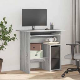 Berkfield Home Desk Grey Sonoma 80x45x74 cm Engineered Wood - Size: 80 x 45 x 74 cm - thumbnail 3
