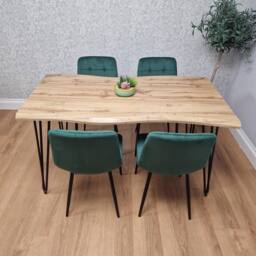 KOSY KOALA Dining Table Set & 4 Green Velvet Chairs Kitchen Home Furniture - thumbnail 4