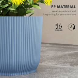 STILVORA Set of 3 Plant Pots 22 cm Blue - thumbnail 8