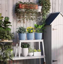 STILVORA Set of 3 Plant Pots 22 cm Blue - thumbnail 3