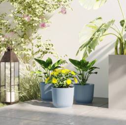 STILVORA Set of 3 Plant Pots 22 cm Blue - thumbnail 2