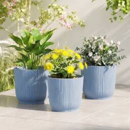 STILVORA Set of 3 Plant Pots 22 cm Blue