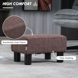 HOMCOM Footstool Ottoman Cube with Plastic Legs in Brown - Size: 40 cm x 30 cm - thumbnail 4