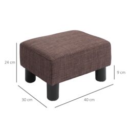 HOMCOM Footstool Ottoman Cube with Plastic Legs in Brown - Size: 40 cm x 30 cm - thumbnail 3