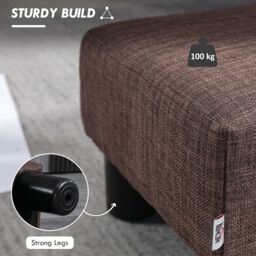 HOMCOM Footstool Ottoman Cube with Plastic Legs in Brown - Size: 40 cm x 30 cm - thumbnail 5