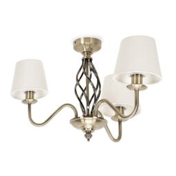 ValueLights Memphis Antique Brass Traditional 3 Way Ceiling Light in Brown - thumbnail 1