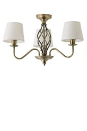 ValueLights Memphis Antique Brass Traditional 3 Way Ceiling Light in Brown - thumbnail 6