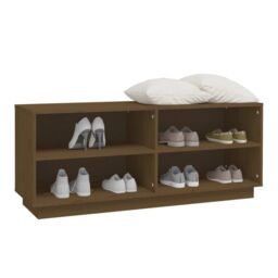 Berkfield Home Shoe Cabinet Honey Brown 110x34x45 cm Solid Wood Pine - Size: 110 x 34 x 45 cm - thumbnail 4