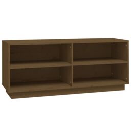 Berkfield Home Shoe Cabinet Honey Brown 110x34x45 cm Solid Wood Pine - Size: 110 x 34 x 45 cm - thumbnail 2