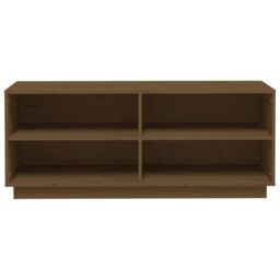 Berkfield Home Shoe Cabinet Honey Brown 110x34x45 cm Solid Wood Pine - Size: 110 x 34 x 45 cm - thumbnail 5