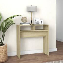 Berkfield Home Decorative Console Table Sonoma Oak 78x30x80 cm Engineered Wood in Light Tan - Size: 78 x 30 x 80 cm