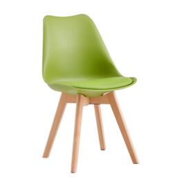 MCC Direct Single Dining Chair with Wooden Legs & Padded Cushion - Eva in Green - thumbnail 3