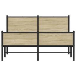 Berkfield Home Metal Bed Frame without Mattress Sonoma Oak 140x200 cm in Brown - thumbnail 5
