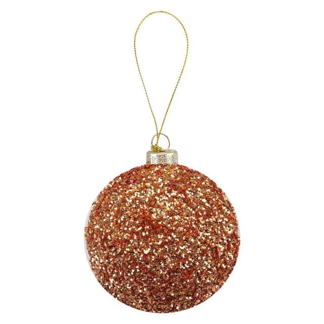 VFM e-Store Christmas Hanging Glass Bauble Decoration 10cm x 9cm Copper X 1 - Size: 10 cm x 9 cm - image 1